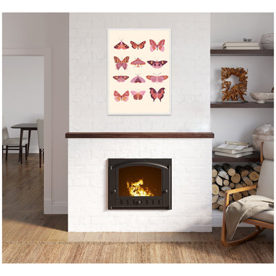 Sylvie Vintage Retro Boho Butterflies Framed Canvas by Honey Island Studio