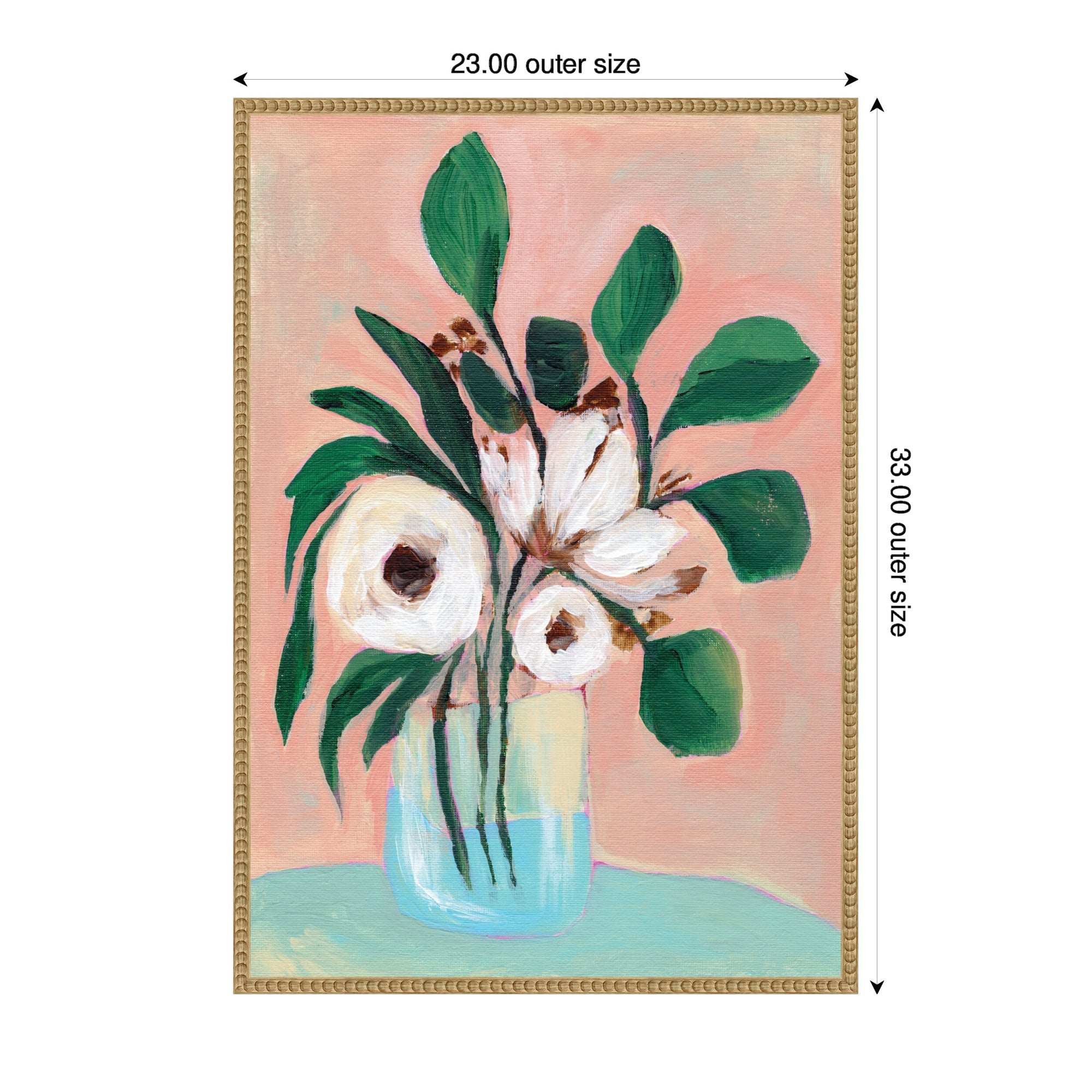 Sylvie Beaded Blush in Bloom Framed Canvas by Nikita Jariwala