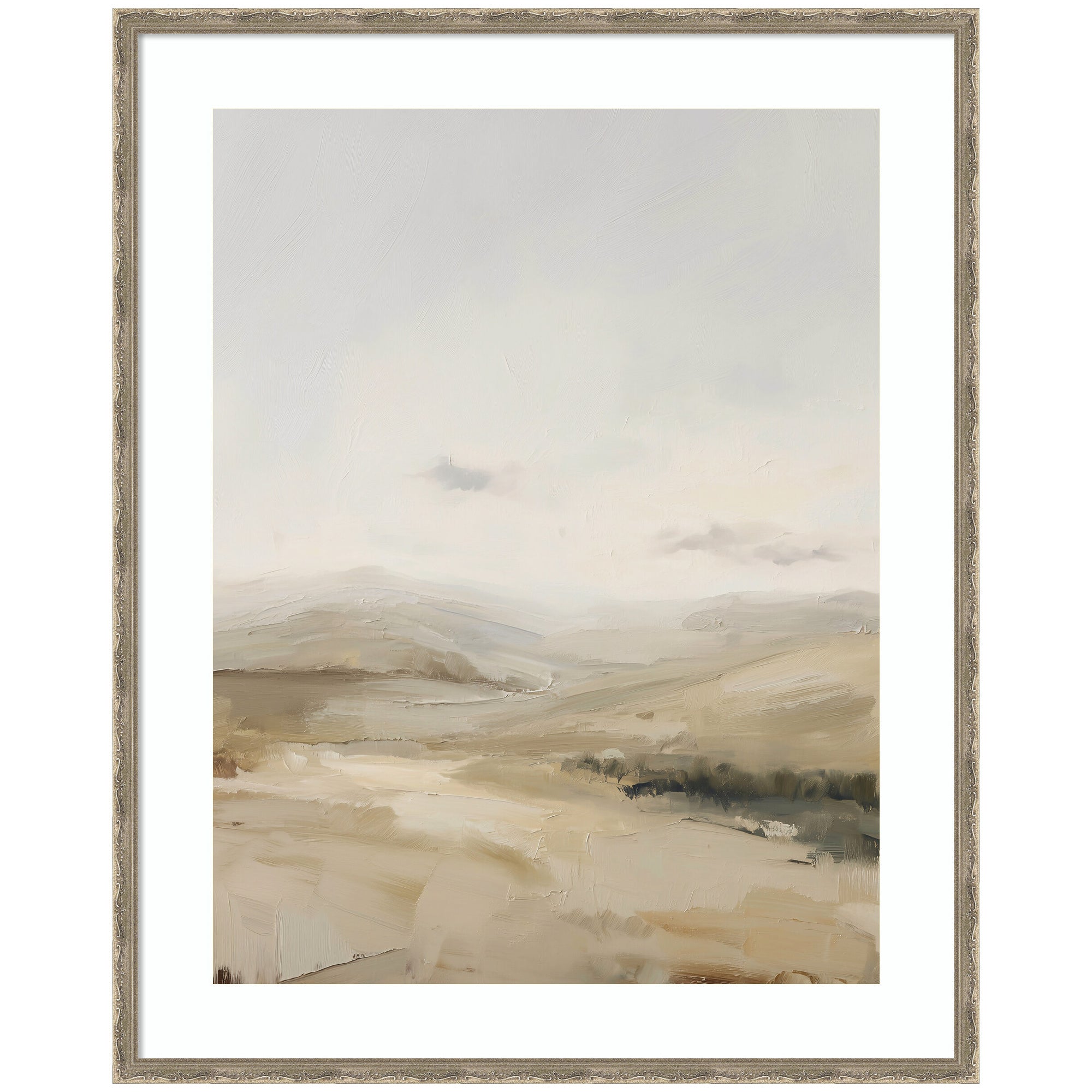 "Fading Fields I" framed wall art print by Amy Lighthall showing a serene landscape with layered fields