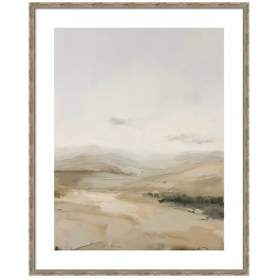 "Fading Fields I" framed wall art print by Amy Lighthall showing a serene landscape with layered fields