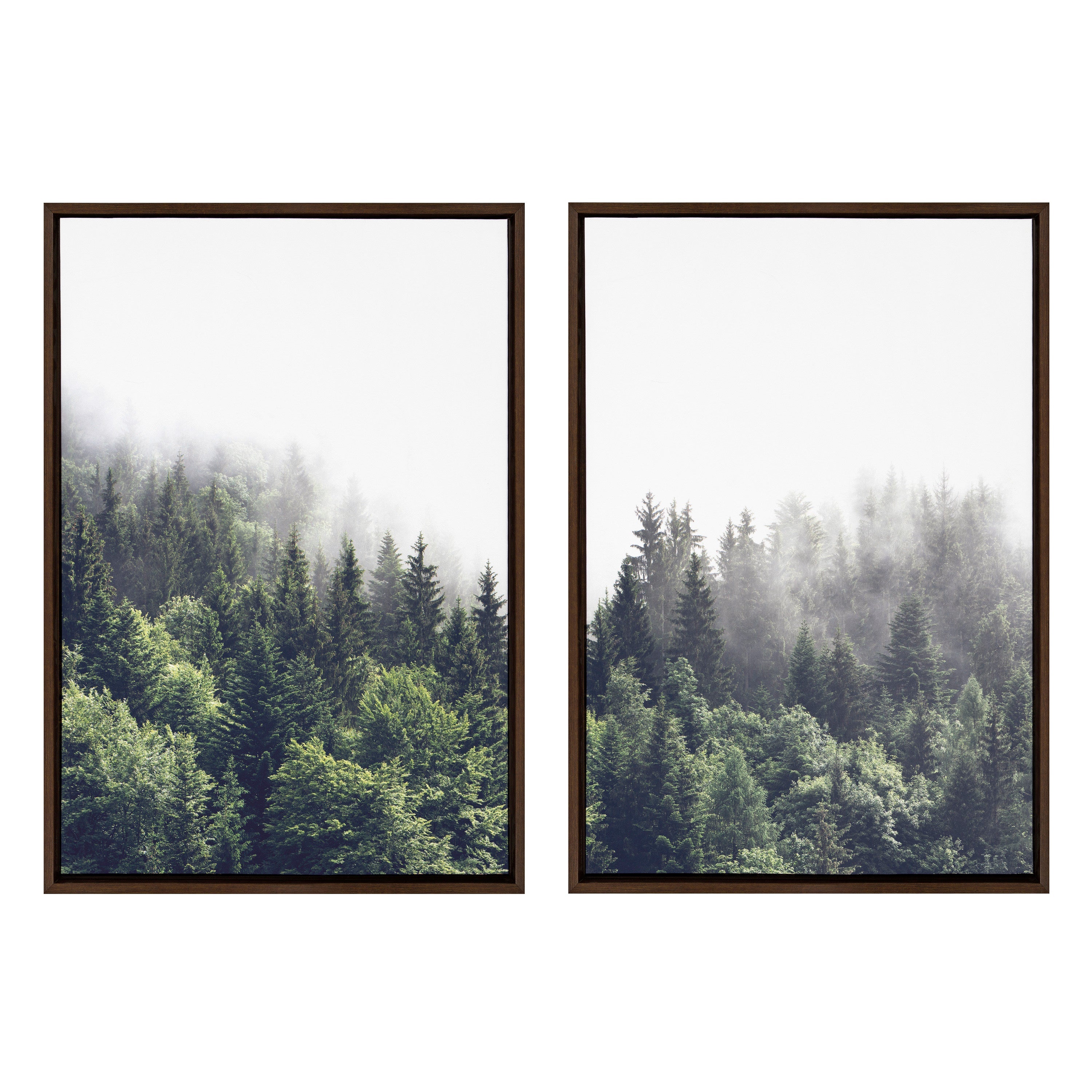 Sylvie Lush Green Forest on a Foggy Day Framed Canvas Set by The
