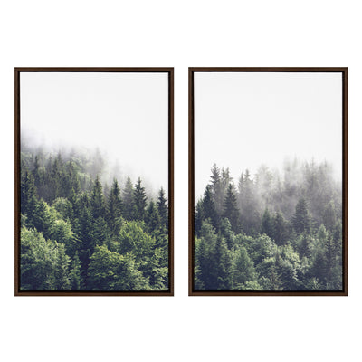 Sylvie Lush Green Forest on a Foggy Day Framed Canvas Set by The