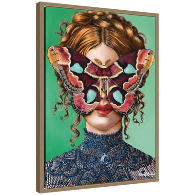 Framed canvas wall art print titled Forest Witch by Charlotte Brindley, showing a stylized figure in a nature-inspired setting with a detailed beaded frame.