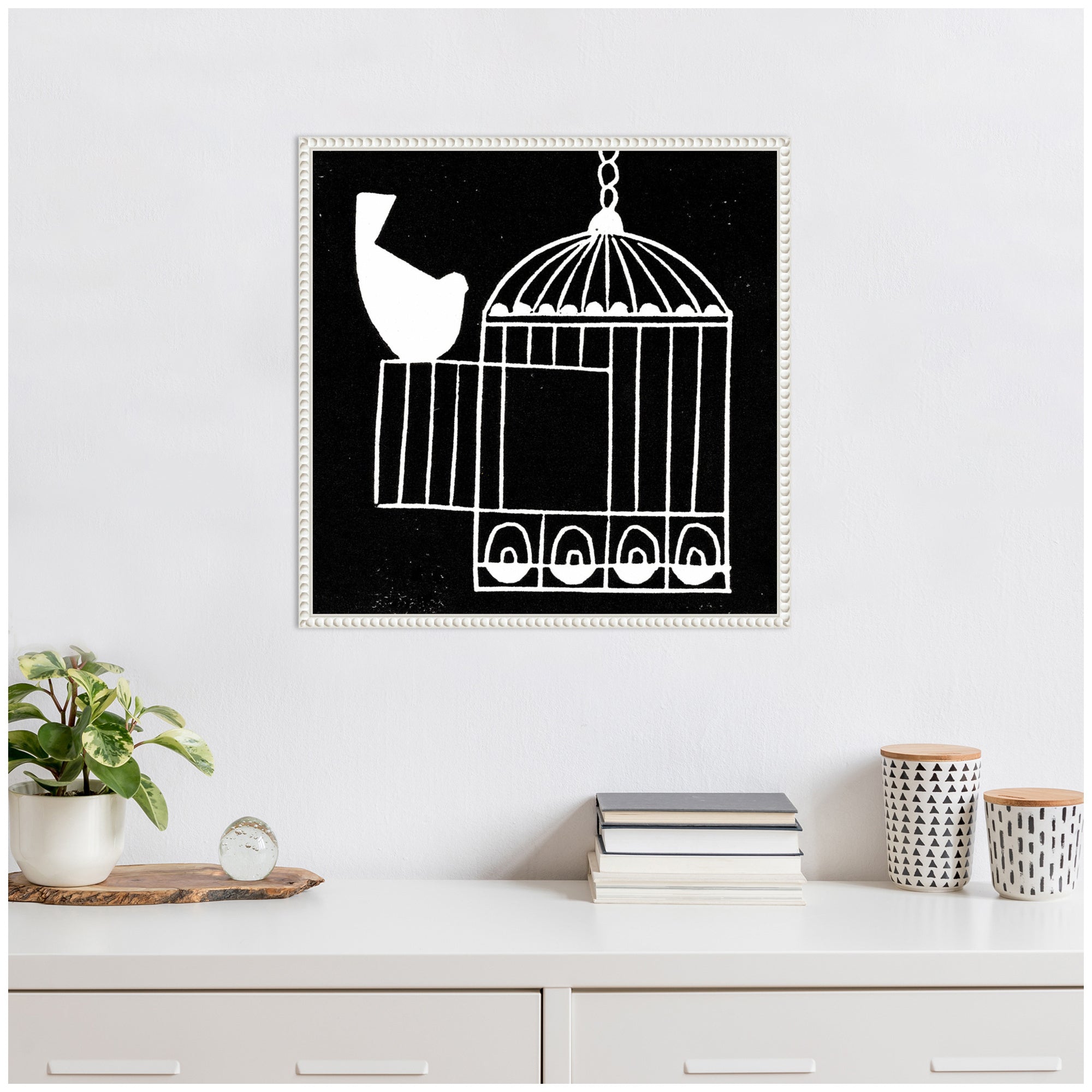 Sylvie Vivere 2 To be Free Bird Linocut Framed Canvas by Giuliana Lazzerini