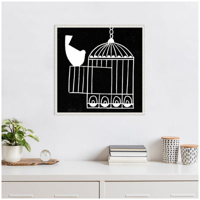 Sylvie Vivere 2 To be Free Bird Linocut Framed Canvas by Giuliana Lazzerini