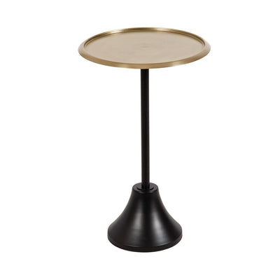 Sanzo Metal Side Table with a bronze metallic finish displayed in a living room setting