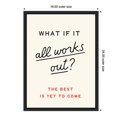 Motivational Poster, What if it All Works Out Retro Typography Print, Dopamine Decor for Home or Apartment by Lucky Guava Framed Canvas Wall Art Print