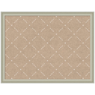 Pinboard Beige Lattice Pattern showing beige lattice print fabric with wooden frame and pins inserted