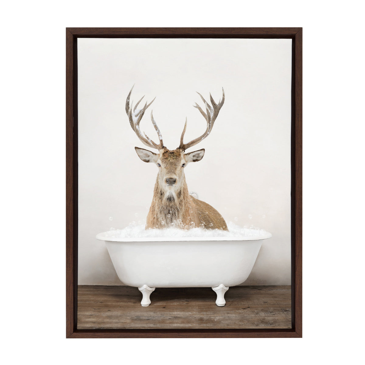 Sylvie Male Deer in Rustic Bath Framed Canvas by kateandlaurel - product image 2 for Resin Society