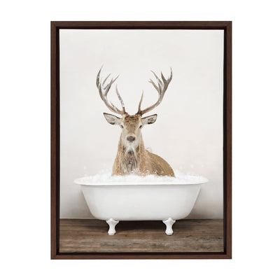 Sylvie Male Deer in Rustic Bath Framed Canvas by kateandlaurel - product image 2 for Resin Society
