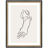 Framed wall art print of a dachshund dog by Gabrielly Guedes with castellated black designer moulding