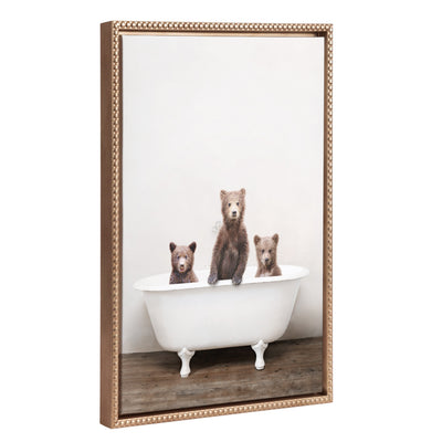 Sylvie Beaded Three Little Bears in Vintage Bathtub Framed Canvas by Amy Peterson