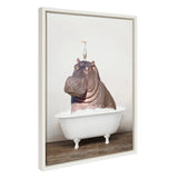 Sylvie Hippo and Bird in Rustic Bath Framed Canvas by kateandlaurel - product image 19 for Resin Society