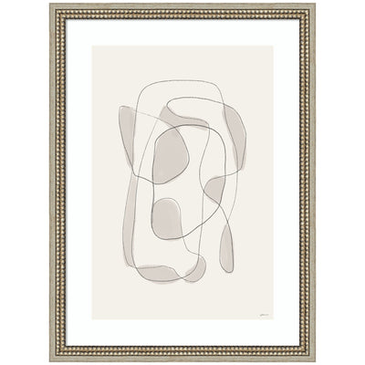 Framed wall art print titled Minimalist Lines by Gabrielly Guedes showing minimalist line art in Castellan Silver
