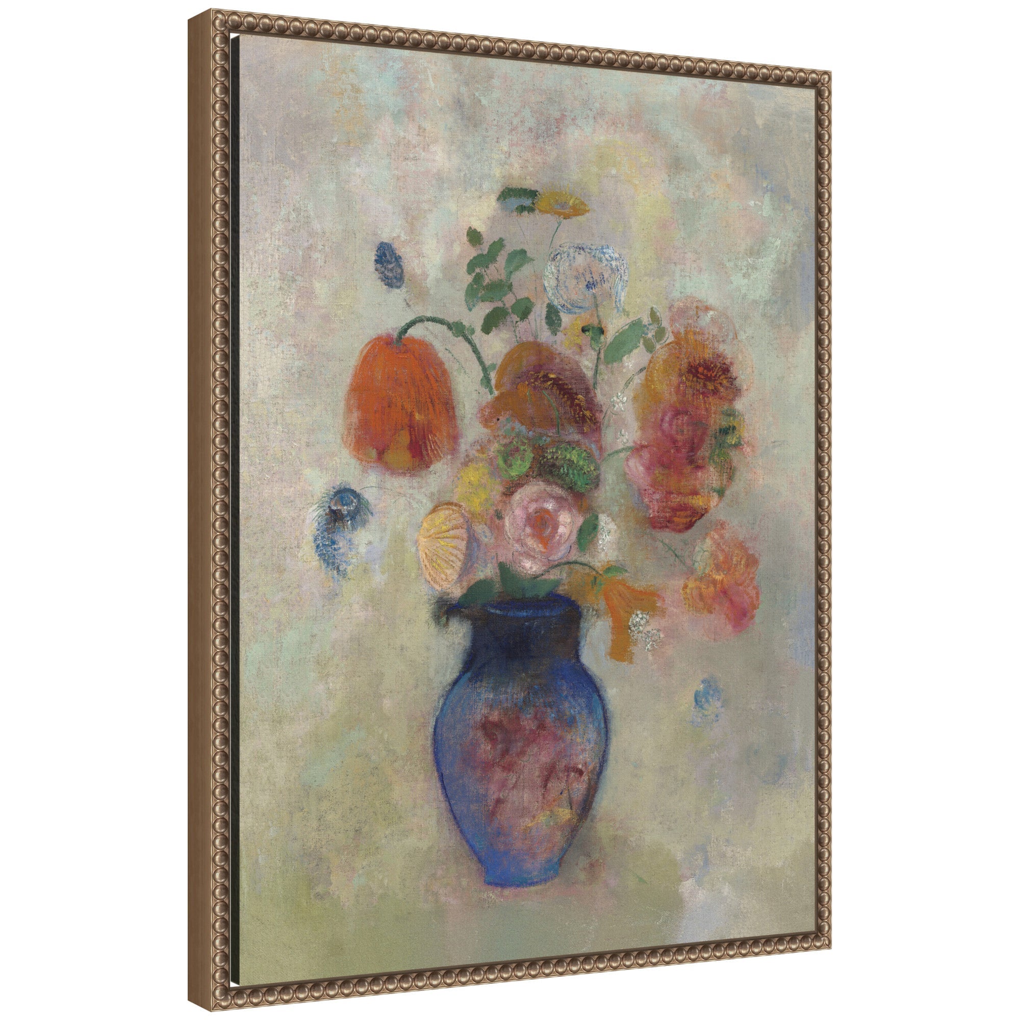 Framed canvas print of Large Vase with Flowers 1912 by Odilion Redon, floral still life artwork
