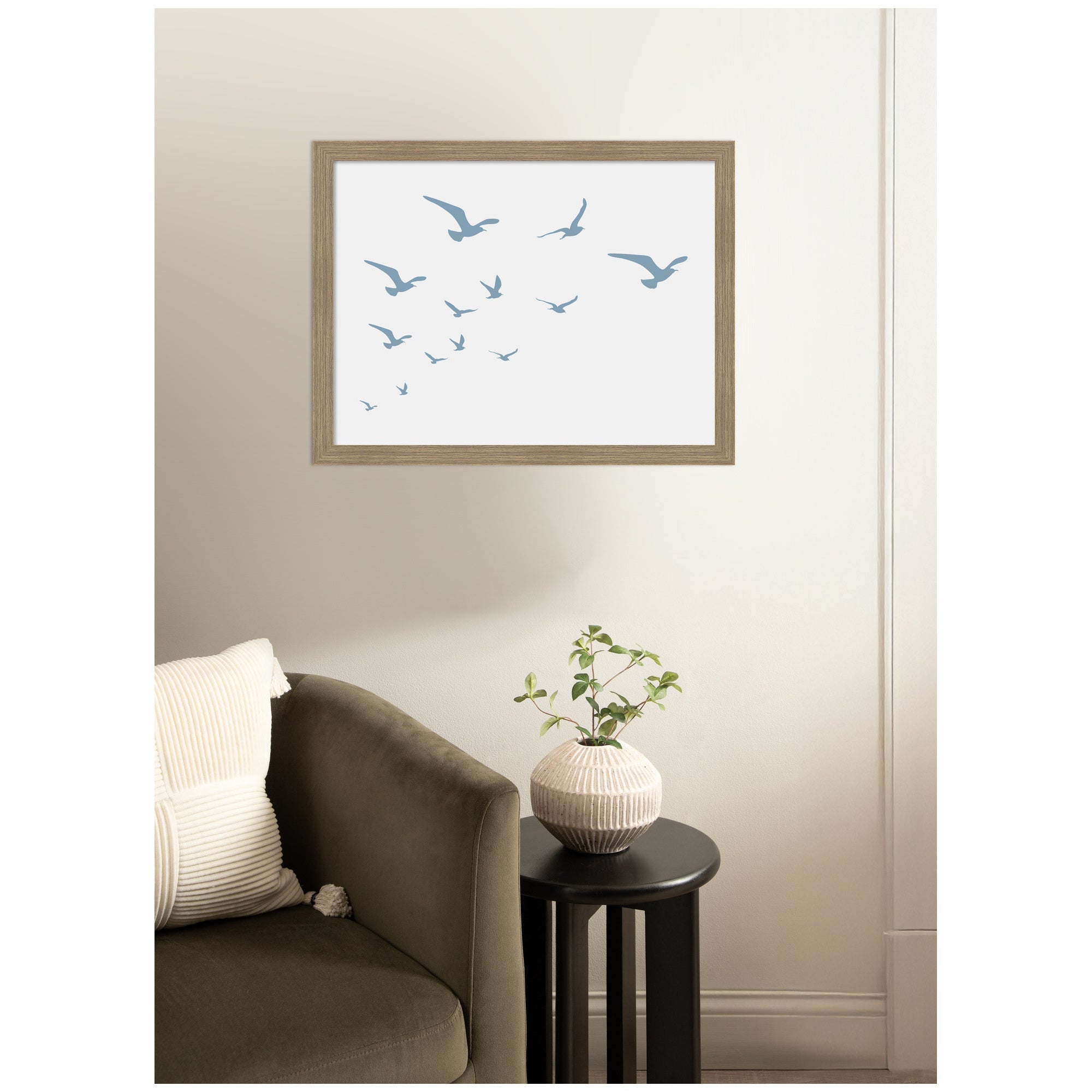 Seagulls White Background by Jolly and Dash Framed Wall Art Print