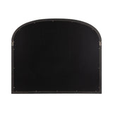 Rectangular wall mirror with an arch top and a black frame, shown from the back with two hanging hooks on each side and small screws securing the backing.