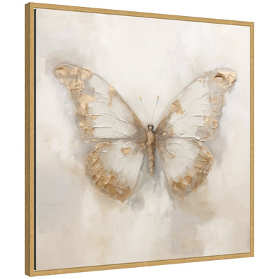 Sylvie Butterfly Neutral 2 modern abstract framed canvas art with earth tones