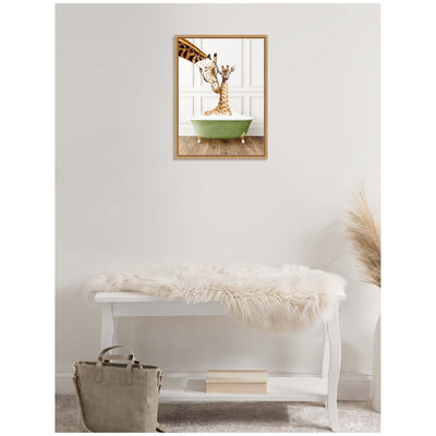 Sylvie Mother and Baby Giraffe in Transitional Bathtub Framed Canvas by Amy Peterson