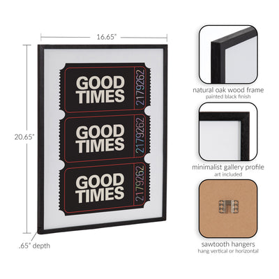 Gallery Preppy Retro Positive Quote Good Times Ticket Print by The Creative Bunch Studio