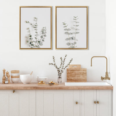 Sylvie Neutral Botanical Print No 3 and 4 Framed Canvas by The Creative