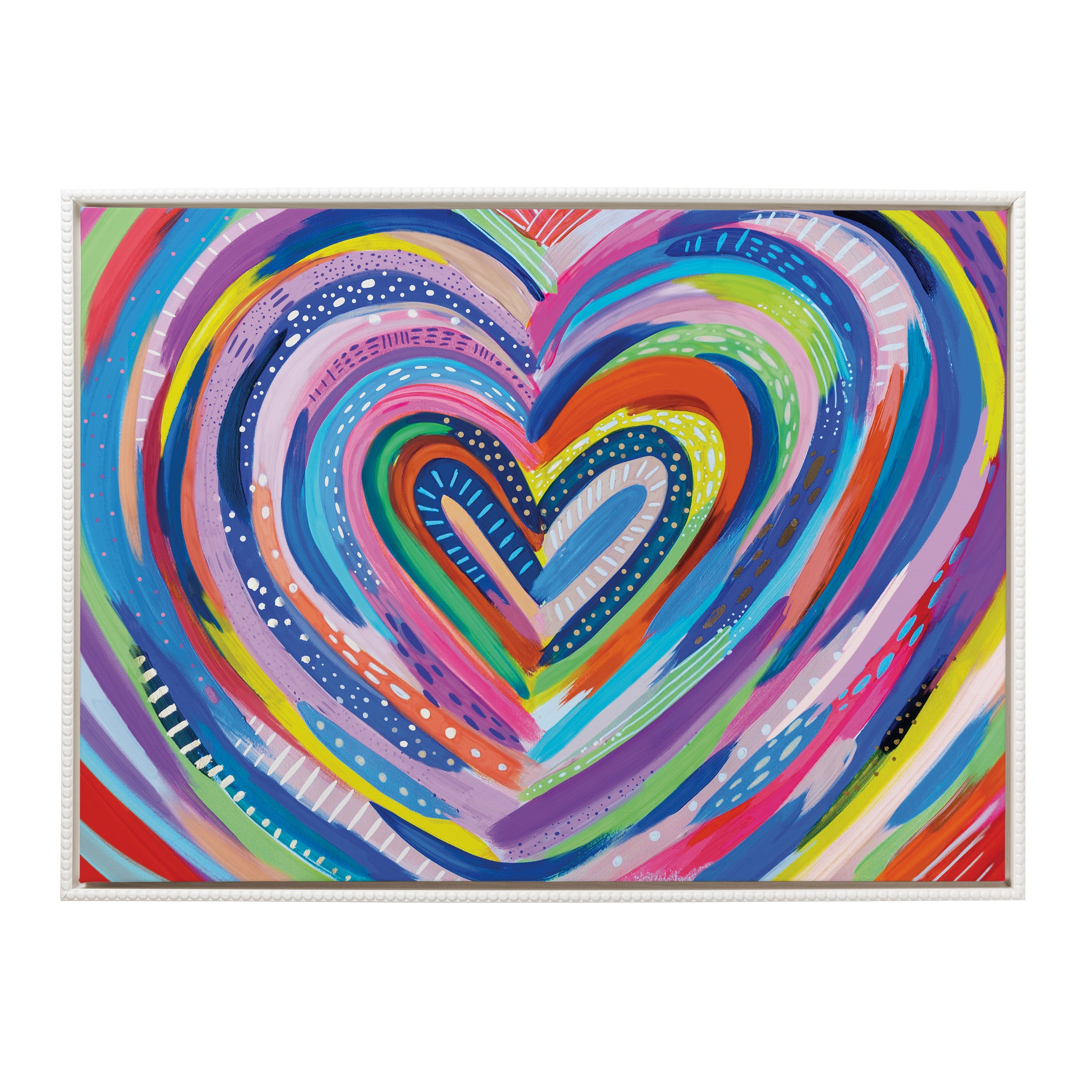 Sylvie Beaded EV Heart Burst 1 Framed Canvas by EttaVee