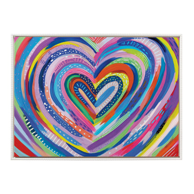 Sylvie Beaded EV Heart Burst 1 Framed Canvas by EttaVee