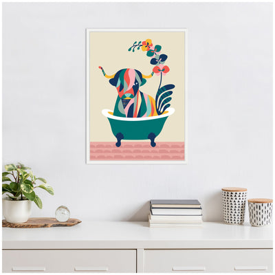 Sylvie MCM Cow in Bathtub Framed Canvas by Rachel Lee
