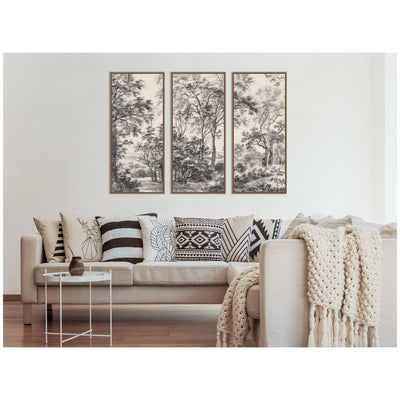 Wooded 1648 Antonie Waterloo Linen Panel 3 Piece Framed Canvas Wall Art Set by Nostalgia Prints