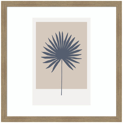 Muted Tan and Blue Colorblock Botanical Palm by The Creative Bunch Studio Framed Wall Art Print