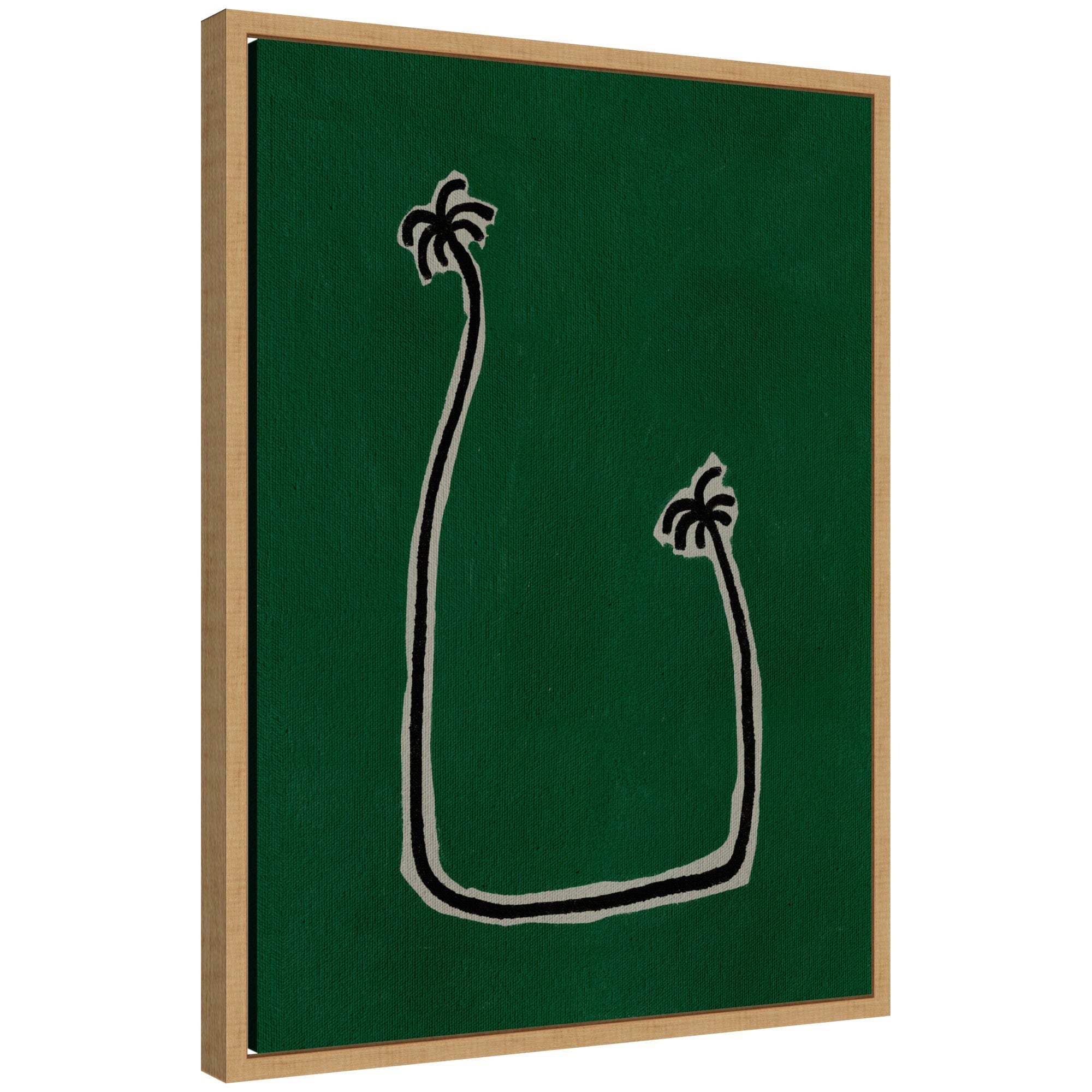 Abstract green framed canvas artwork by Shatha Al Dafai titled Sylvie Soul Bound Green