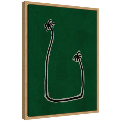 Abstract green framed canvas artwork by Shatha Al Dafai titled Sylvie Soul Bound Green