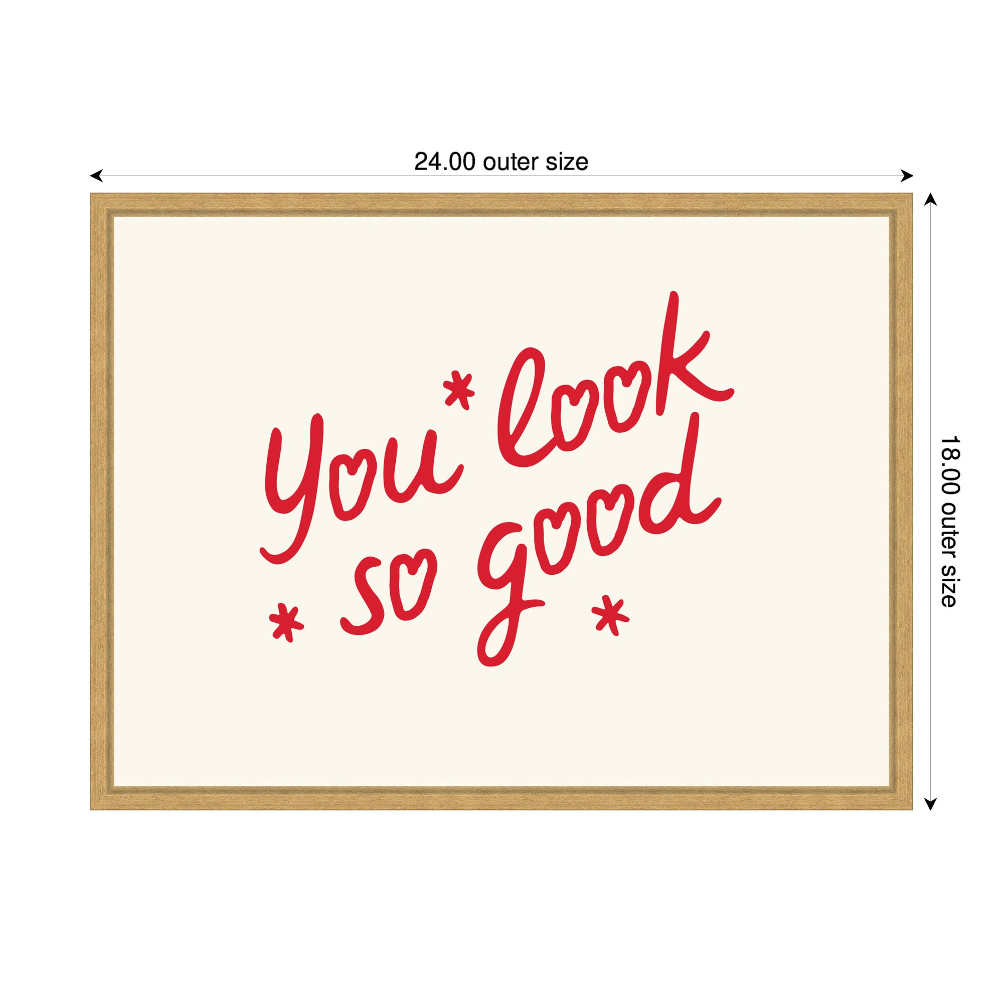 You Look So Good Red Motivational Typography by Lucky Guava Framed Canvas Wall Art Print