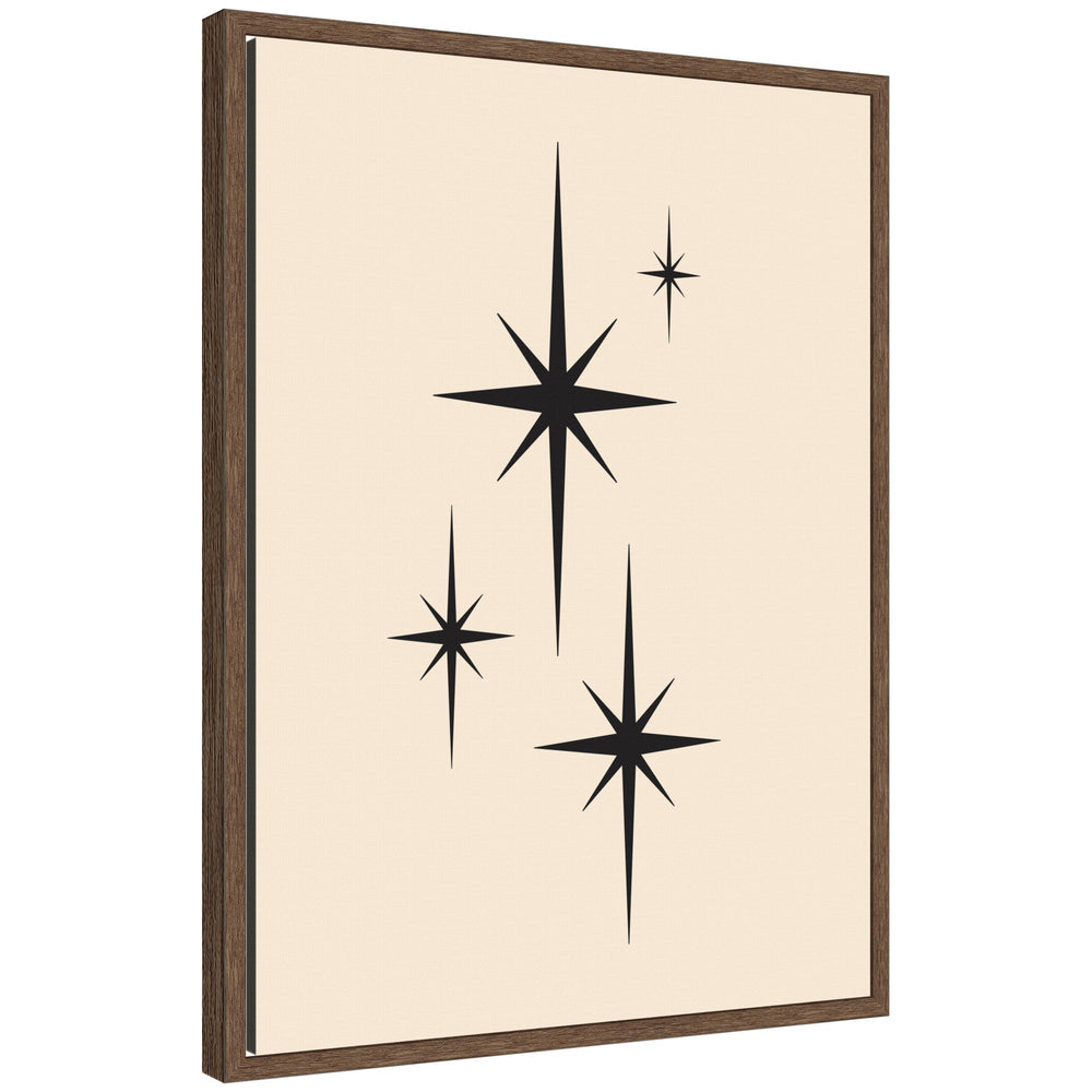 Framed Starburst Retro Set Print 1 of 2 with atomic 70s style design in walnut brown Sylvie frame