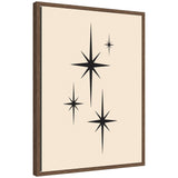 Framed Starburst Retro Set Print 1 of 2 with atomic 70s style design in walnut brown Sylvie frame
