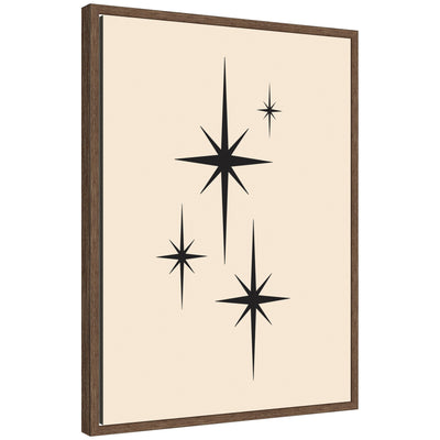 Framed Starburst Retro Set Print 1 of 2 with atomic 70s style design in walnut brown Sylvie frame