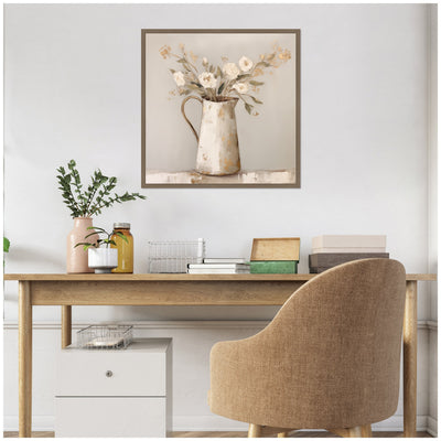 Sylvie Pitcher with Flowers Boho Country 2 Framed Canvas by The Creative Bunch Studio