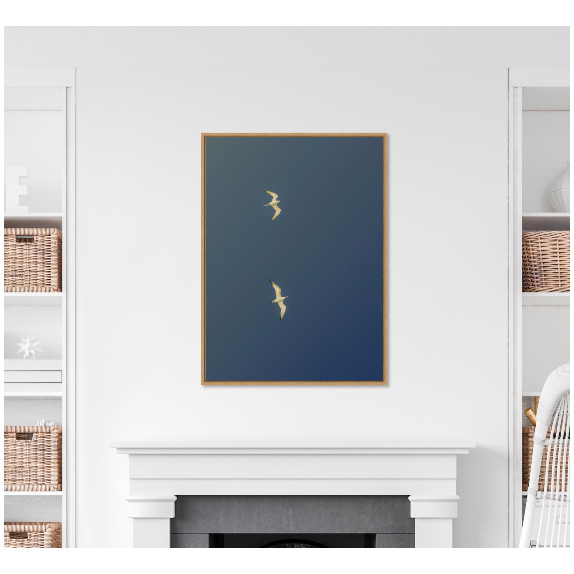 Fly Away Dark Blue by Alicia Bock Framed Canvas Wall Art Print