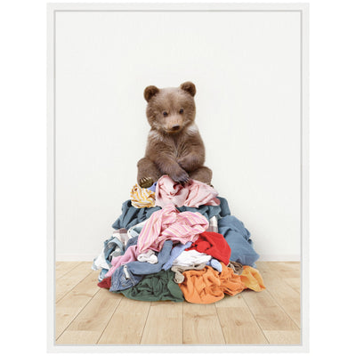 Sylvie Three Bears On Laundry Pile Framed Canvas by Amy Peterson