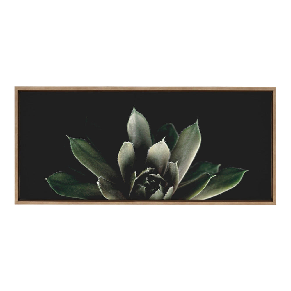 Sylvie Salutation framed canvas art showing botanical imagery with a floating frame in either gold or natural finish.