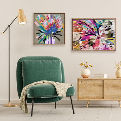 Sylvie Beaded Bright Flowers Framed Canvas by Inkheart Designs