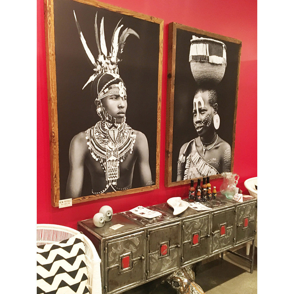 Kenyan Man with Feather Headdress - Fine Art Canvas Print by David by Mbare Ltd - product image 3 for Resin Society
