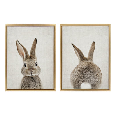Sylvie Bunny Portrait and Bunny Tail Framed Canvas Art Set by Amy Peterson Art Studio