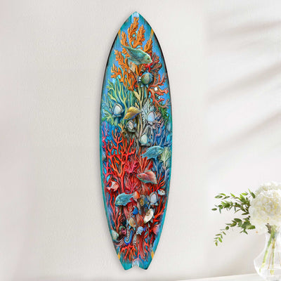Surfboard Coastal Wall Art - Underwater Life by G. DeBrekht