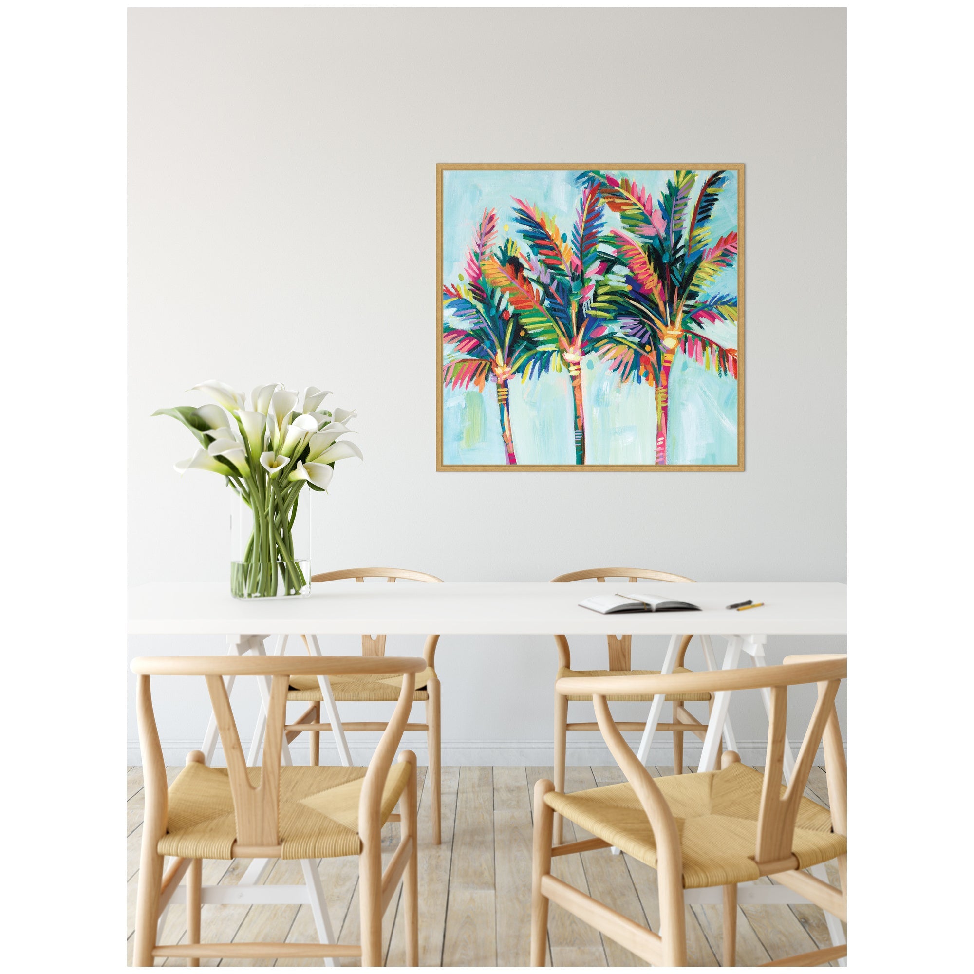 Sylvie Rainbow Coconuts Framed Canvas by Rachel Christopoulos