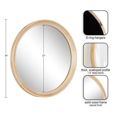 Hatherleigh Round Wood Wall Mirror
