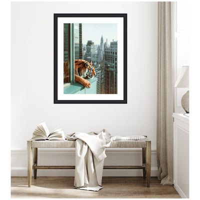 Framed Art Urban Tiger Overlooking Manhattan by Michael Schauer