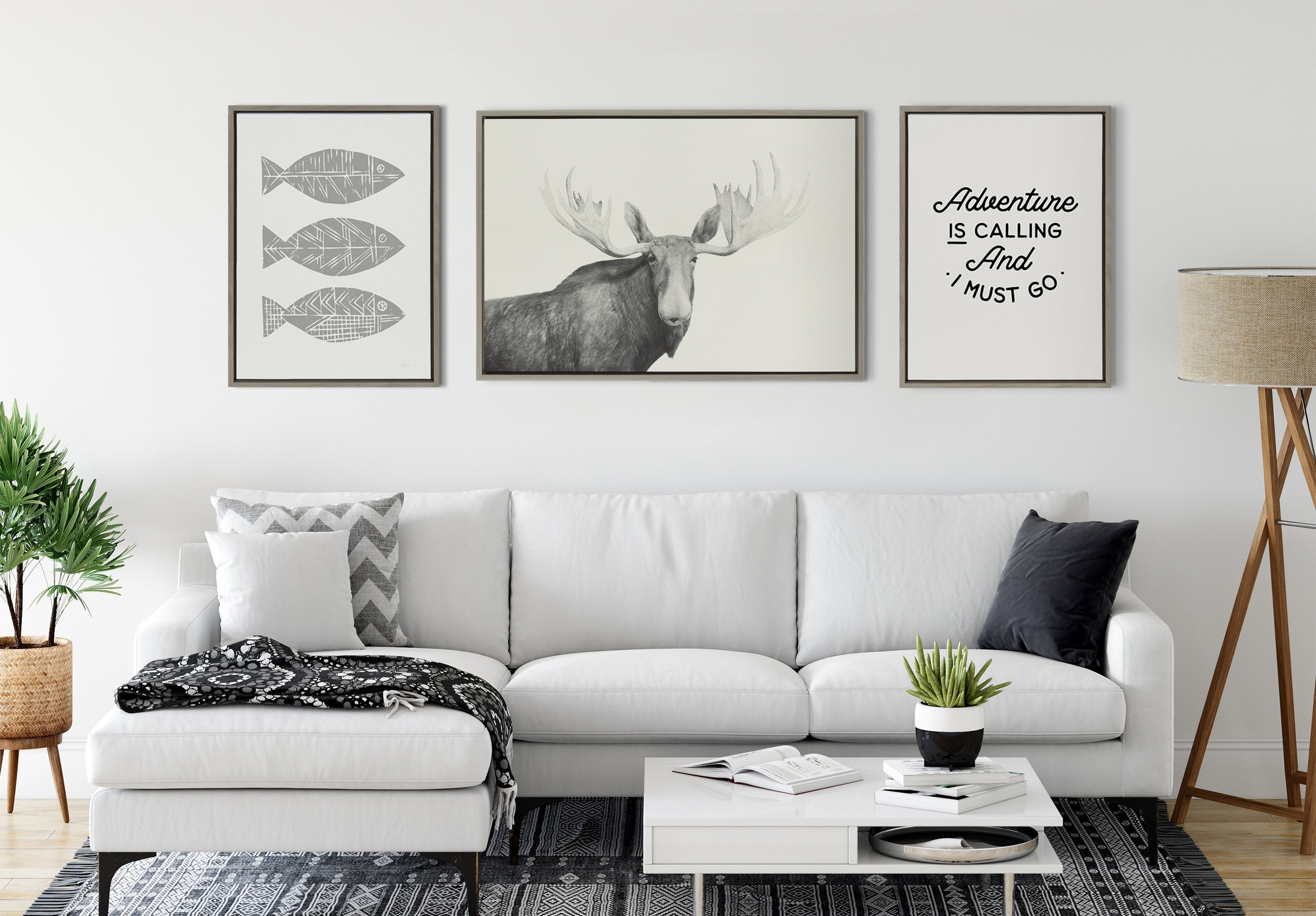 Sylvie Moose 2 crop BW Framed Canvas by kateandlaurel - product image 5 for Resin Society