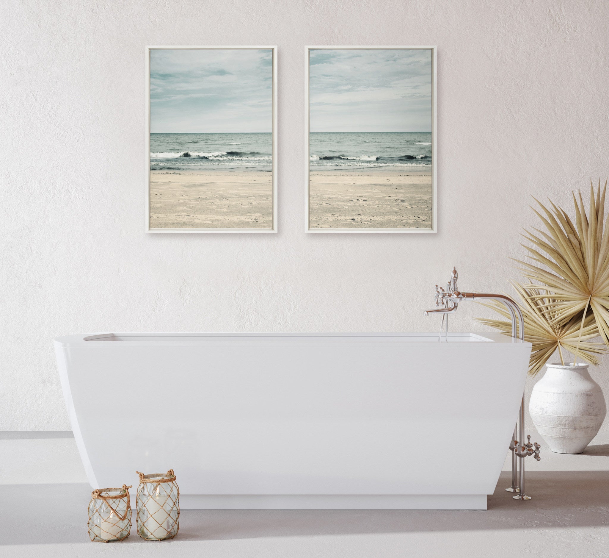 Sylvie Beach 2 Left and Right Framed Canvas by kateandlaurel - product image 5 for Resin Society