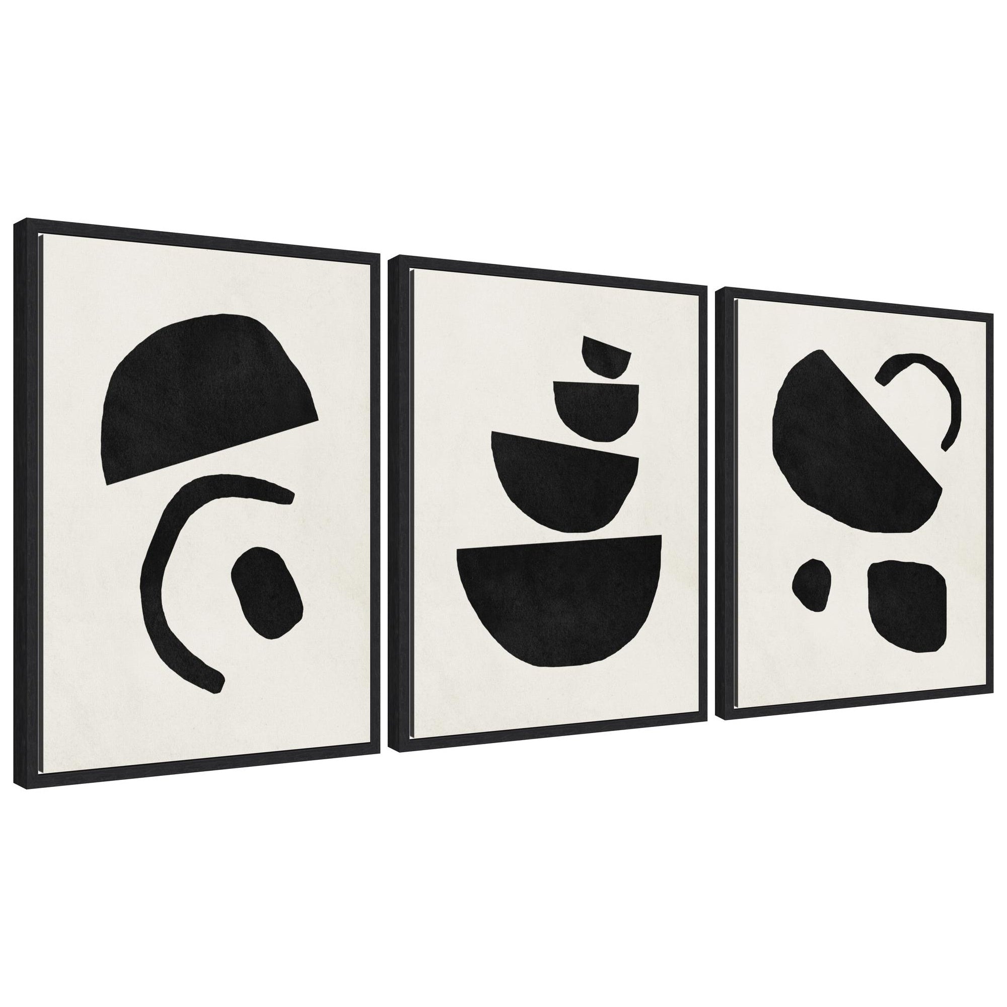 Sylvie Black Geometric Abstracts Framed Canvas Art Set by July Art Prints